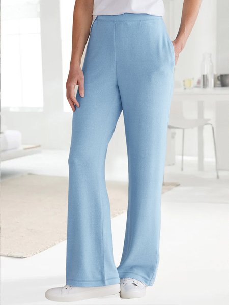 

Buttoned Loose Casual Pants, Light blue, Pants
