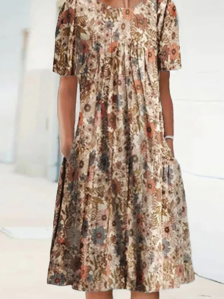 

Casual Knitted Loose Floral Dress, Multicolor, Dresses