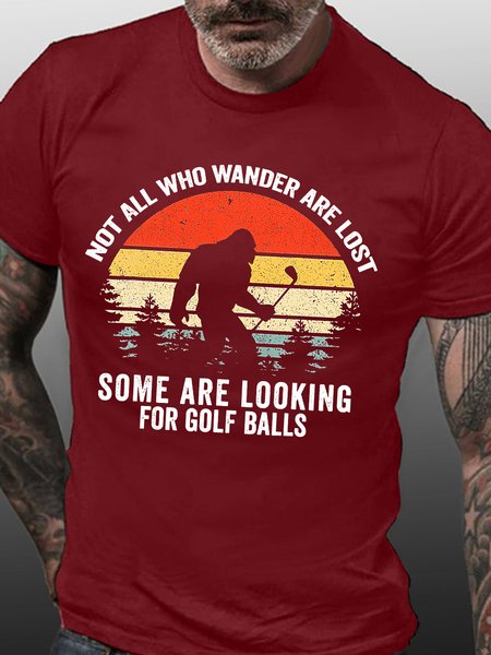

Men’s Not All Who Wander Are Lost Some Are Looking for Golf Balls Regular Fit Casual T-Shirt, Red, T-shirts