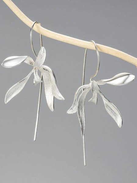 

3D Flower Earrings Everyday Casual Versatile Jewelry, Silver, Earrings