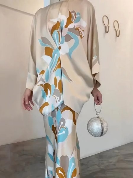 

Stand Collar Abstract Loose Elegant Shirt, As picture, Blouses and Shirts
