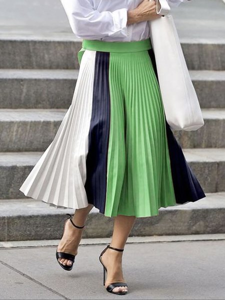

Daily Regular Fit Color Block Elegant Skirt, Green, Skirts