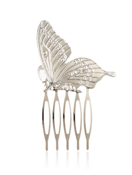 3D Butterfly Metal Hair Accessories Hair Row Party Wedding Daily Match, Silver, Women Hair Accessories
