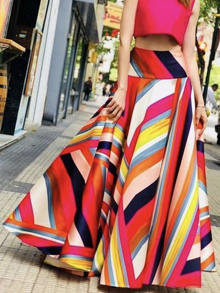 

Daily Geometric Regular Fit Elegant Skirt, Red, Skirts