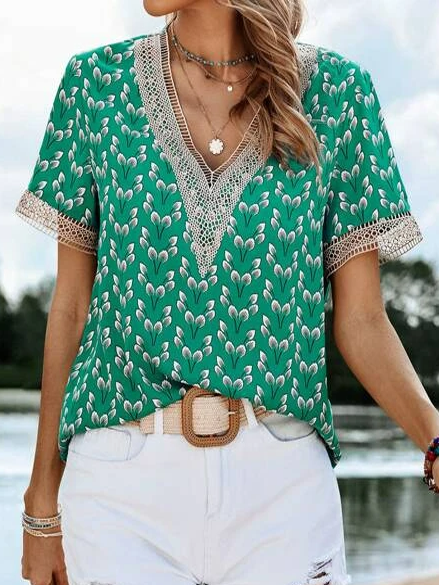 

Lace Casual Floral Shirt, Green, Shirts & Blouses