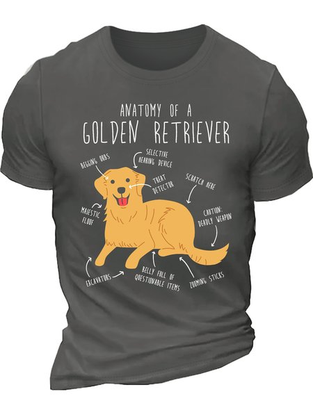 

Men’s Anatomy Of A Golden Retriever Crew Neck Casual Regular Fit T-Shirt, Deep gray, T-shirts