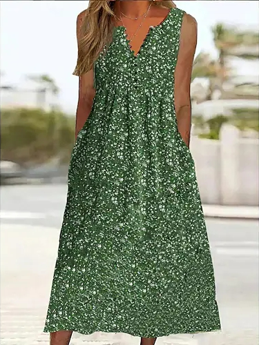 

Floral Boho Loose Dress, Green, Dresses