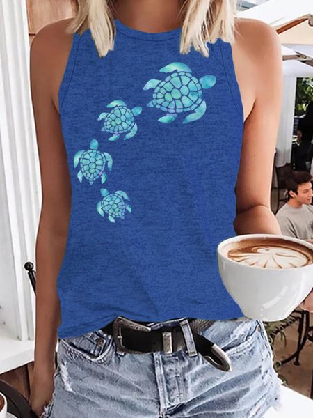 

Womens Sea Turtle Watercolor Blue Print Casual Tank & Cami, Tank Tops