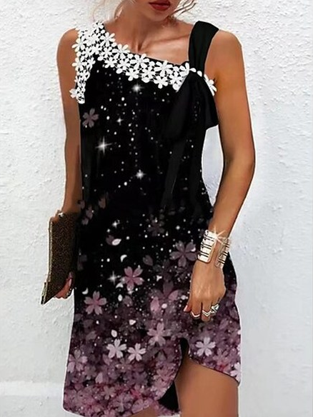 

Vacation Regular Fit Asymmetrical Dress, Black, Dresses