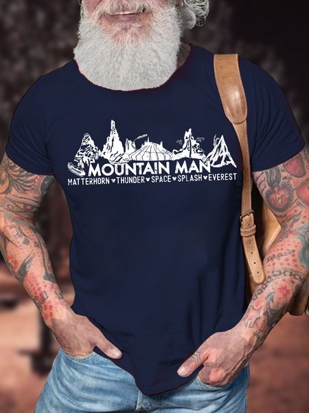 

Men's Mountain Man Matterhorn Thunder Space Splash Everest Funny Outdoor Camping Graphic Printing Cotton Casual Text Letters Crew Neck T-Shirt, Purplish blue, T-shirts