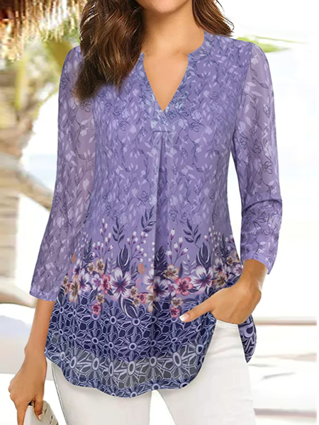

Floral Loose Vacation Shirt, Purple, Shirts & Blouses
