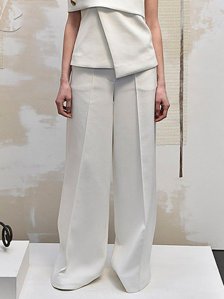 

Loose Elegant Fashion Long Wide leg Pants, Off white, Pants