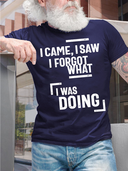 

Men's I Came I Saw I Forgot What I Was Doing Funny Graphic Printing Casual Text Letters Cotton T-Shirt, Purplish blue, T-shirts