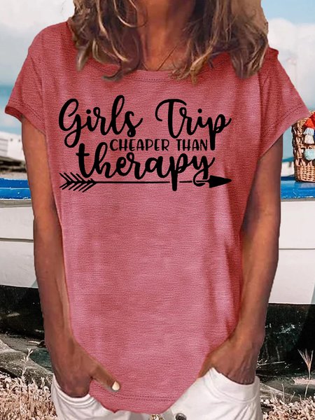 

Women's Girls Trip Vocation Crew Neck Casual T-Shirt, Red, T-shirts
