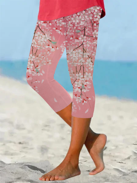 

Knitted Tight Floral Vacation Leggings, Pink, Leggings