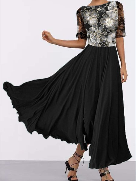 

Lace Regular Fit Floral Elegant Dress, Black, Formal Dresses