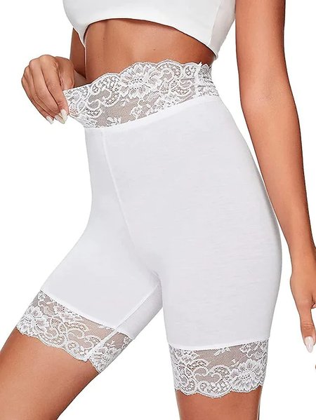 

Lace Tight Casual Leggings, White, Leggings