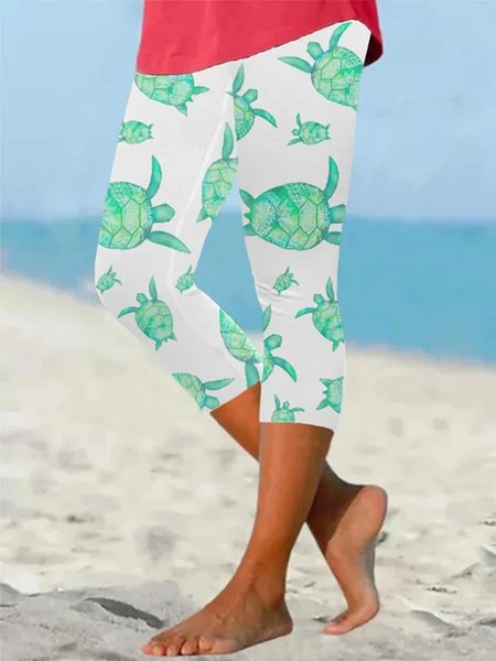 

Turtle Regular Fit Vacation Leggings, Green, Leggings