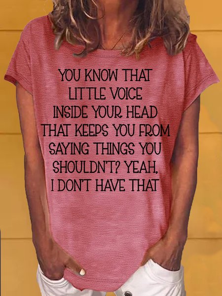 

Women's Little Voice Inside Your Head Funny Casual Crew Neck T-Shirt, Red, T-shirts