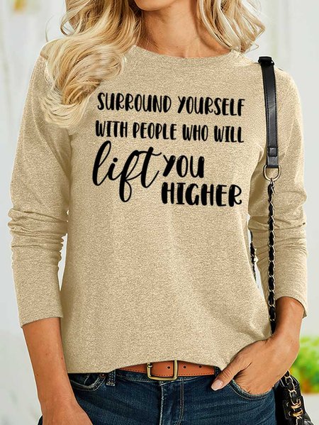 

Lilicloth X Y Surround Yourself With People Who Will Lift You Higher Women's Long Sleeve Top, Khaki, Long sleeves