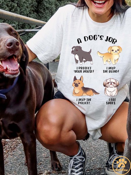 

Lilicloth X Funnpaw Women's A Dog‘s Job T-Shirt, White, T-shirts