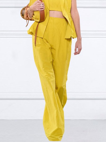 

Regular Fit Urban Plain Fashion Pants, Yellow, Pants