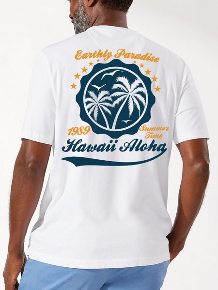 

Cotton Coconut Tree T-Shirt, White, Men's t-shirts