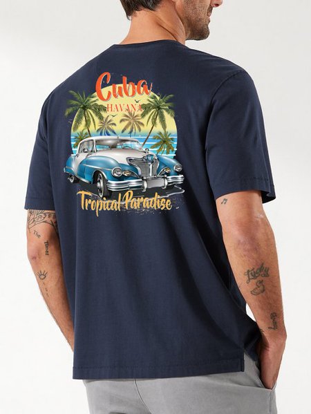 

Cotton Coconut Tree T-Shirt, Blue, Men's t-shirts