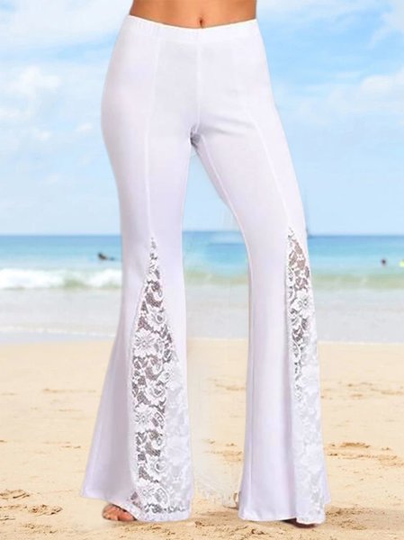 

Simple Knitted Plain Regular Fit Fashion Pants, White, Pants