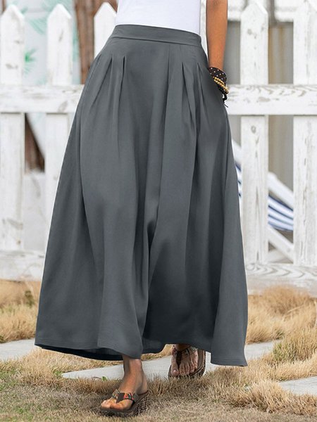 

Loose Casual Plain Skirt, Gray, Skirts