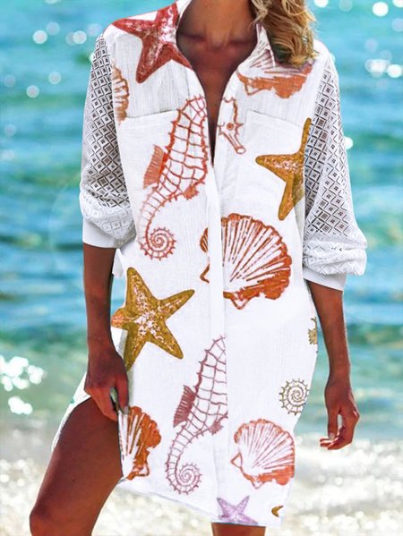 

Others Casual Marine Life Loose Dress, Multicolor, Dresses