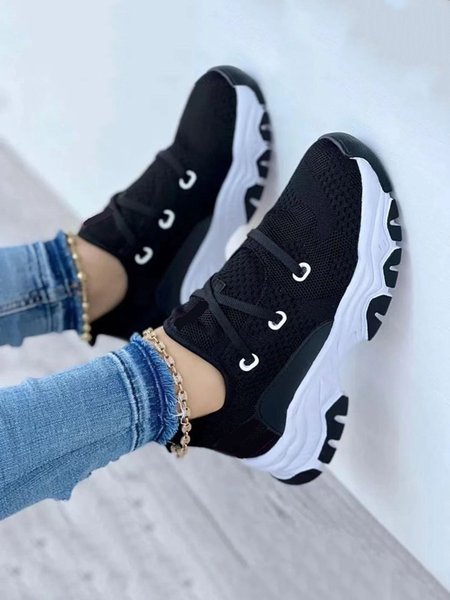 

Women's Breathable Mesh Fabric Slip On Running Sneakers, Black, Sneakers