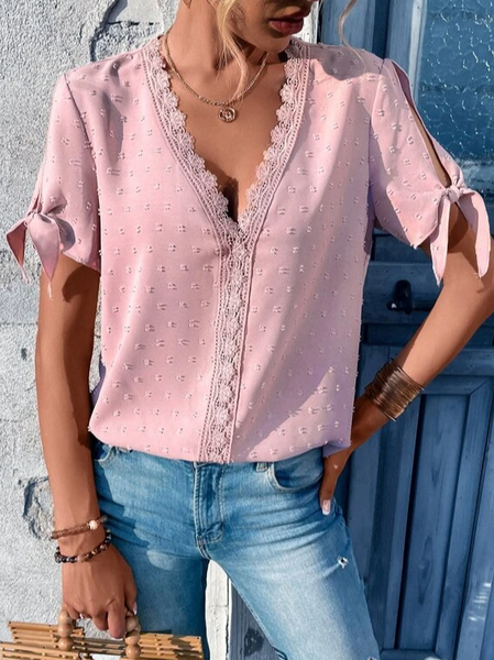 

Plain Casual V Neck Shirt, Pink, Shirts & Blouses