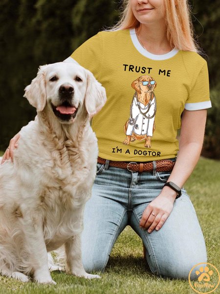 

Lilicloth X Funnpaw Women's Trust Me I'm A Dogtor T-Shirt, Yellow, T-shirts