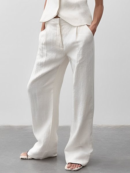 

Urban Regular Fit Plain Fashion Pants, White, Pants