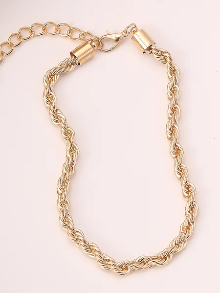 

Silver Twist Chain Anklet Canvas Sneakers Shoes Matching Jewelry, Golden, Anklets