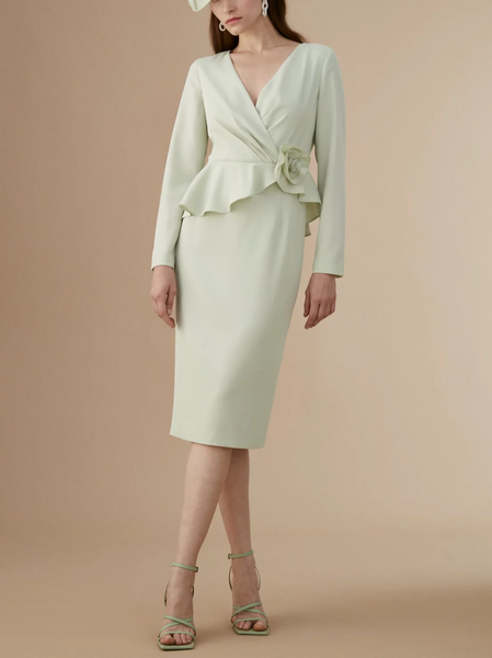 

Rose Detail Long Sleeve Pencil Dress, Green, Wedding Guest Dresses