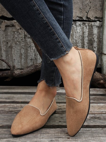 

Women's Simple Style Faux Suede Flat Shoes, Khaki, Flats