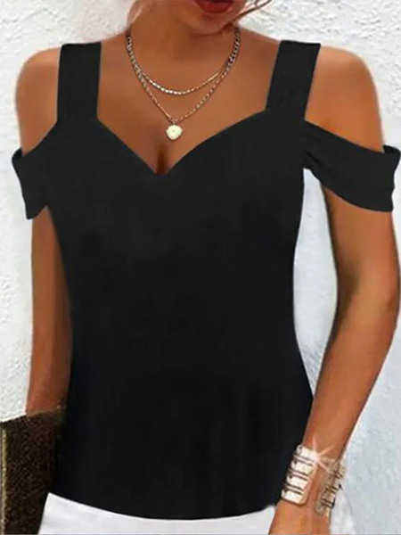 

Urban Knitted Sweetheart Neckline Plain Shirt, Black, Shirts & Blouses