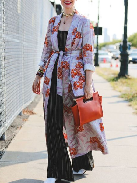 

Elegant Leaf Others Loose Kimono, As picture, Others