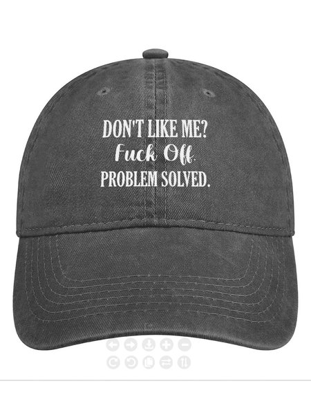 

Don’t Like Me Fuck Off Problem Solved Denim Hat, Deep gray, Men's Hats