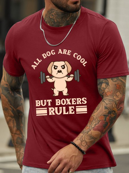 

Lilicloth X Jessanjony All Dog Are Cool But Boxers Rule Men's T-Shirt, Red, T-shirts