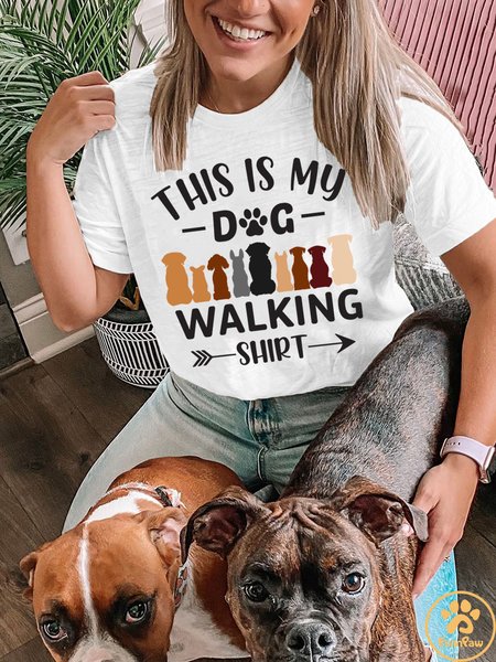 

Lilicloth X Funnpaw Women's This Is My Dog Walking Shirt T-Shirt, White, T-shirts