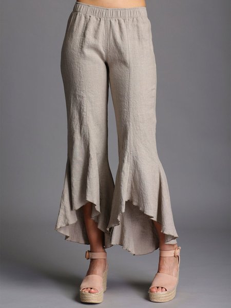 

Plain Casual Cotton Pants, Deep khaki, Pants