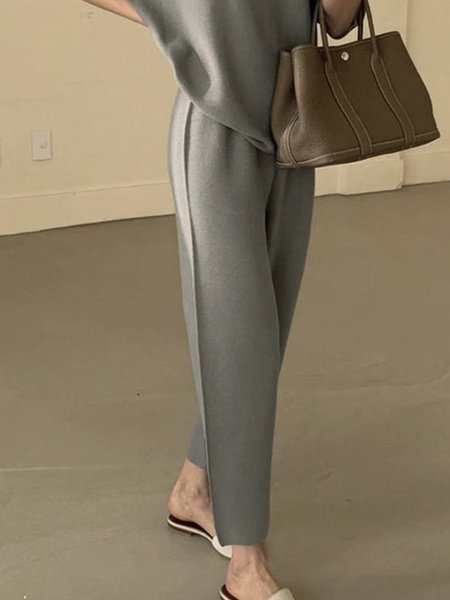 

Daily Regular Fit Simple Casual Pants, Gray, Pants