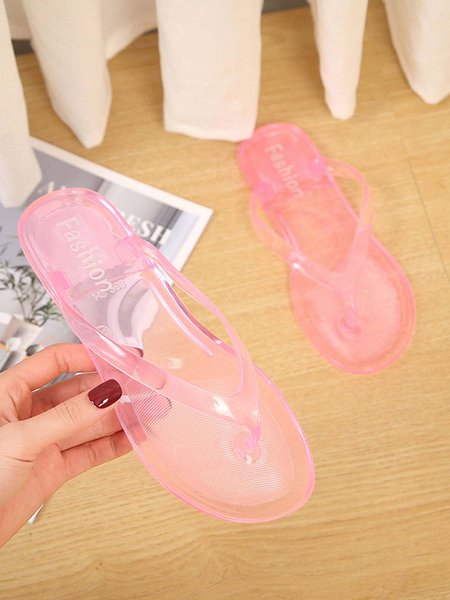 

Beach Vacation Anti Jelly Crystal Flip Flops, Pink, Slippers