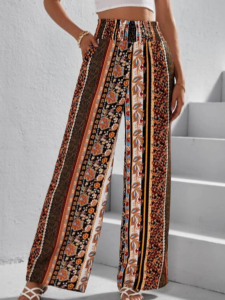 

Vacation Floral Loose Pants, Orange, Pants