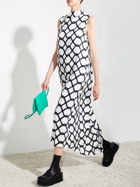 

Sleeveless Long Loose Shift Elegant Dress, White, Maxi Dresses
