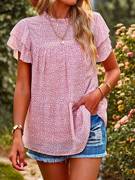 

Vacation Crew Neck Loose Blouse, Pink, Shirts & Blouses
