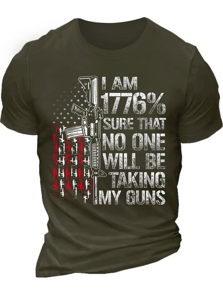 

Men’s I Am 1776% Sure That No One Will Be Taking My Guns Cotton Casual Crew Neck Regular Fit T-Shirt, Army green, T-shirts